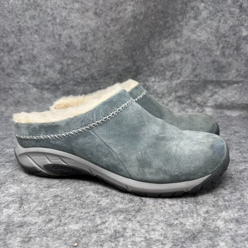 Merrell Encore Ice 4 Clogs Womens Size 11 Sheepskin Suede Ice Blue Shoes Slipper